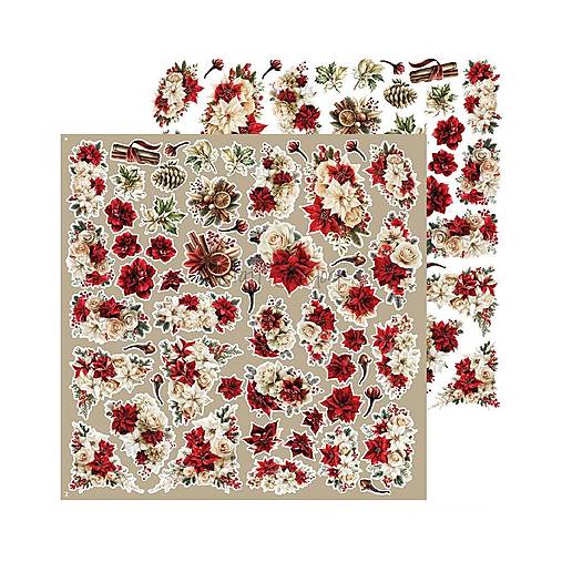 Scrapbook papier na vystrihovanie - Spirit of Christmas Flowers -  12x12 - Extra set Flowers - Craft o Clock