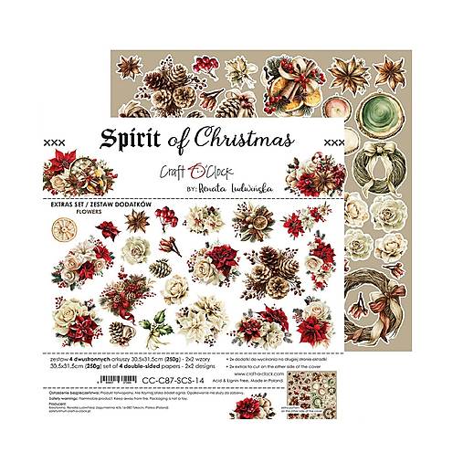 Scrapbook papier na vystrihovanie - Spirit of Christmas Flowers -  12x12 - Extra set Flowers - Craft o Clock