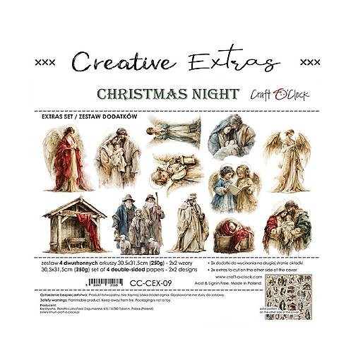 Scrapbook papier na vystrihovanie - Christmas Night -  12x12 - Extra set Flowers - Craft o Clock