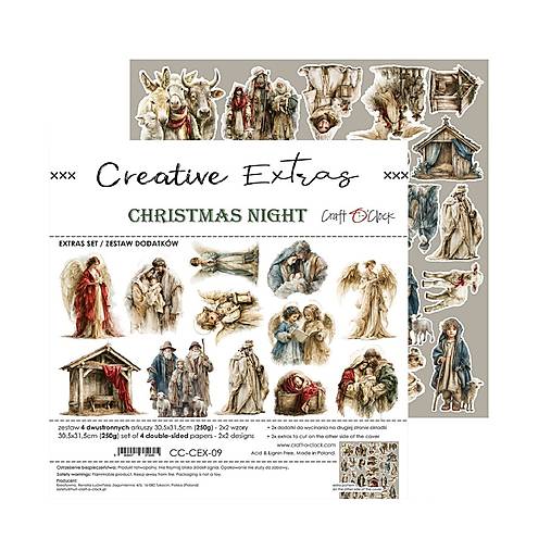 Scrapbook papier na vystrihovanie - Christmas Night -  12x12 - Extra set Flowers - Craft o Clock