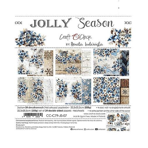 Scrapbook papier Jolly Season Craft o Clok  8x8