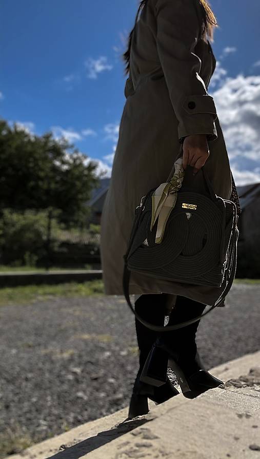 Kabelky - Khaki šitá kabelka - 18580563_
