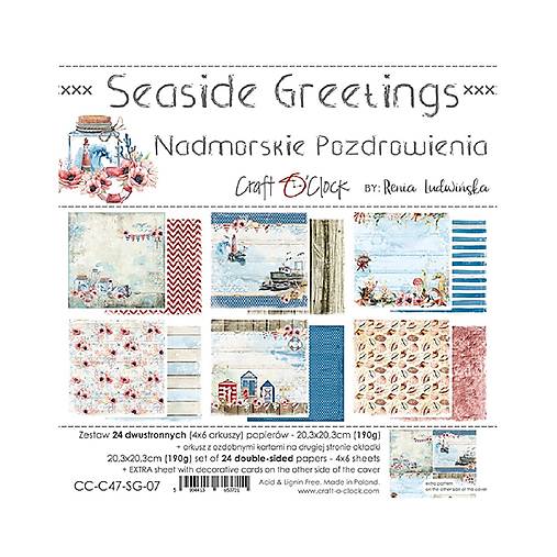 Scrapbook papier Seaside Greetings  Craft o Clok  8x8