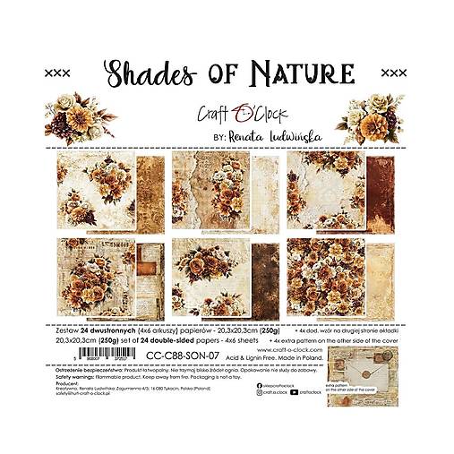 Scrapbook papier Shades of Nature Craft o Clok  8x8