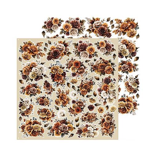 Scrapbook papier na vystrihovanie - Shades of Nature -  12x12 - Extra set Flowers - Craft o Clock
