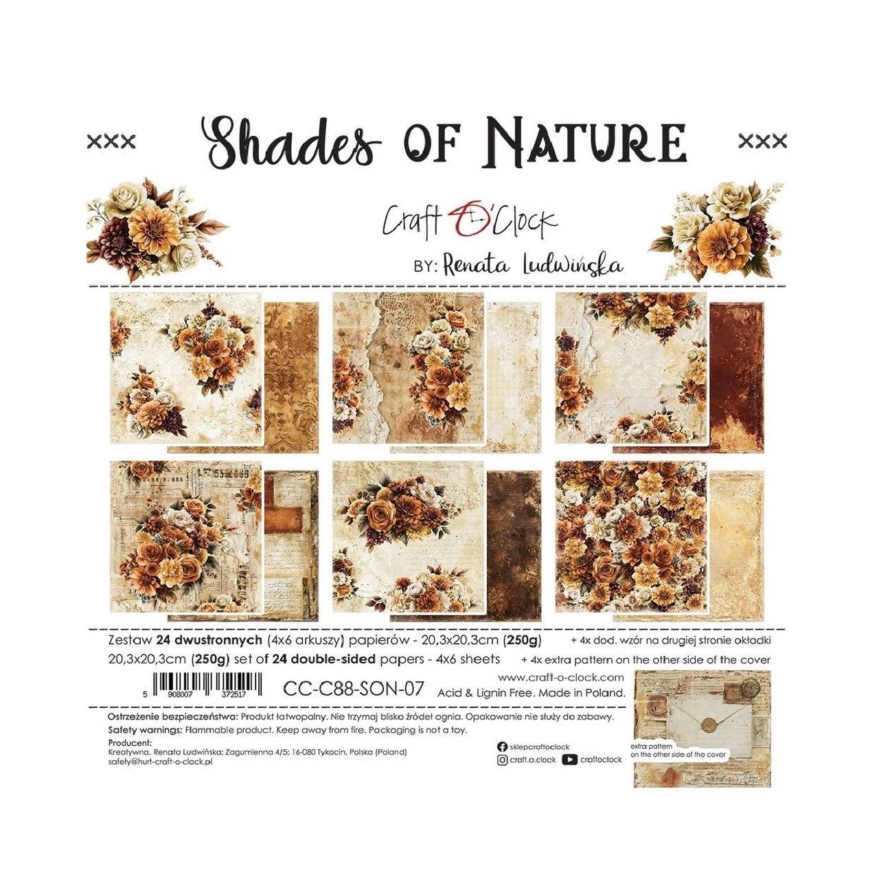 Scrapbook papier Shades of Nature Craft o Clok  8x8