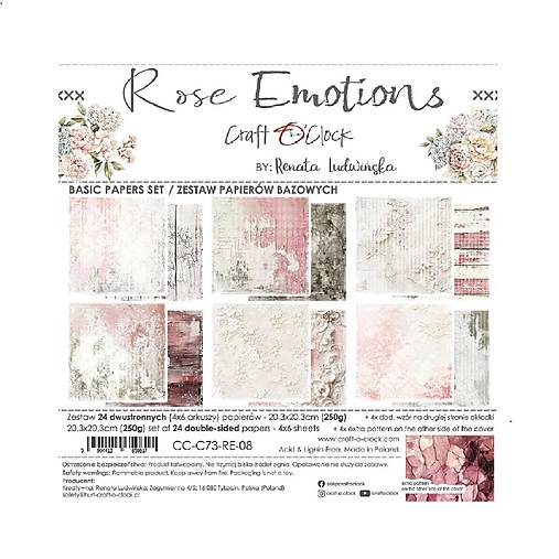 Scrapbook papier Rose Emotions Basic Craft o Clok  8x8