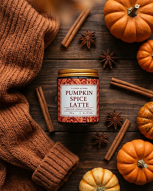 Sviečky - Sójová sviečka PUMPKIN SPICE LATTE - 18584667_