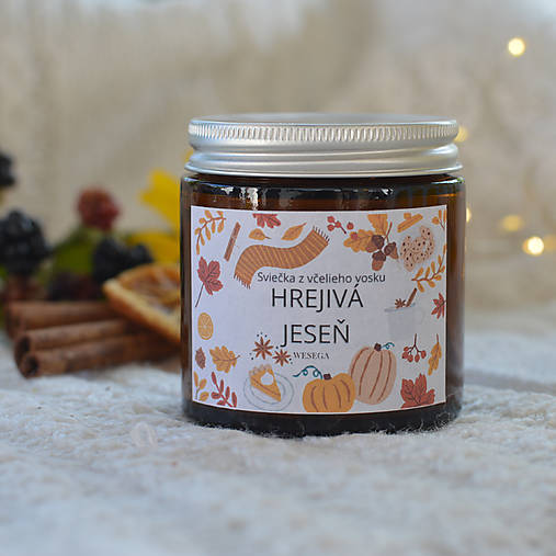 Sviečky - Hrejivá jeseň- sviečka z včelieho vosku - 18586987_