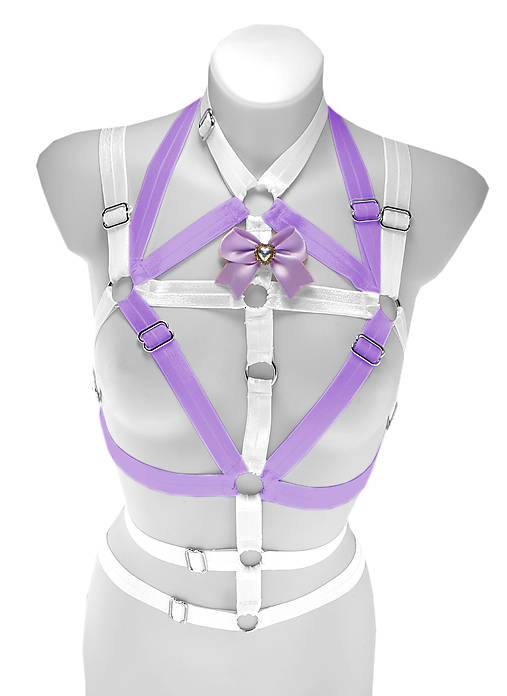 Spodná bielizeň - Women harness cage, dámský postroj fialový top dámská bielizeň s mašličkou otvorená lingerie burlesque festival outfit - 18588283_