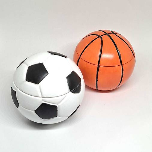 Dekorácie - Ručne maľovaná sadrová dóza s viečkom  (Set-Futbal+Basketbal) - 18589363_