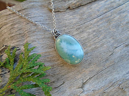 Náhrdelníky - Strieborný Prívesok Ag925 Larimar - 18590286_
