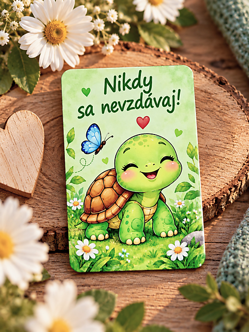 Magnetky - Motivačná magnetka s korytnačkou – Nikdy sa nevzdávaj! - 18591000_