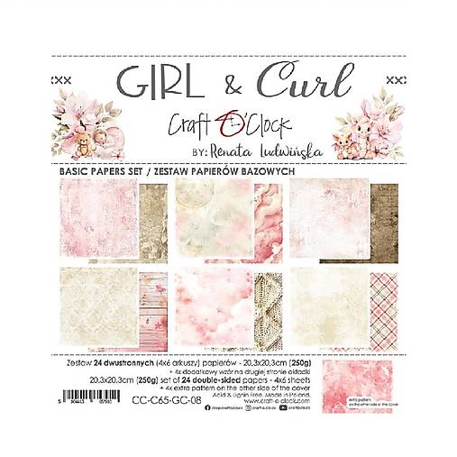 Scrapbook papier Girl & Curl Basic Craft o Clok  8x8