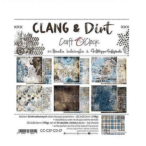 Scrapbook papier Clang and Dirt Craft o Clok  8x8