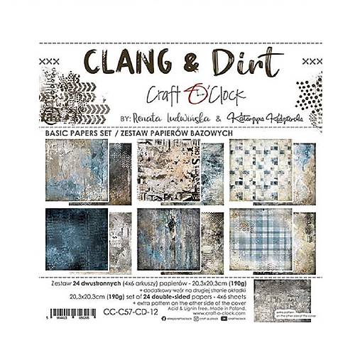 Scrapbook papier Clang and Dirt Basic Craft o Clok  8x8