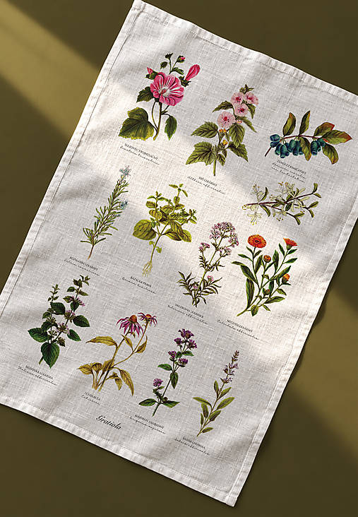 Úžitkový textil - Ľanová kuchynská utierka BYLINKY - Autorský dizajn - 18593634_