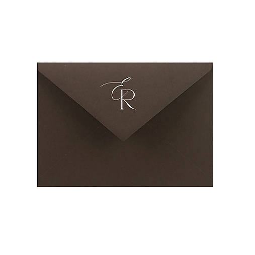 Papiernictvo - Tmavohnedá obálka s iniciálmi 1 Dark Chocolate - 18598379_