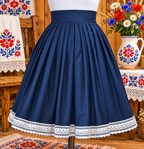 Sukne - FOLK SUKŇA - Parížská modrá - 18603631_