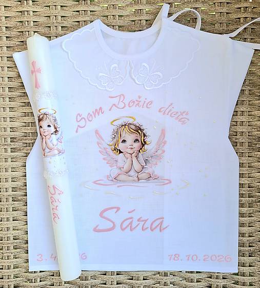 Detské oblečenie - Košieľka na krst + sviečka - 18605497_