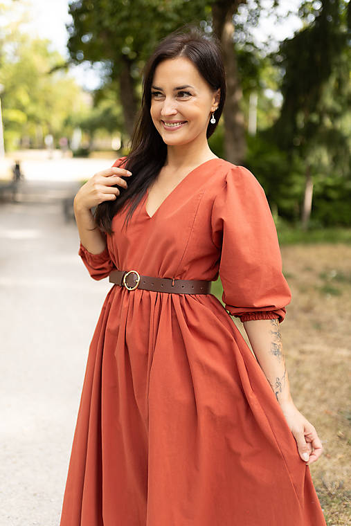 Šaty - Šaty „Boho Cotton“ – terracotta - 18606847_
