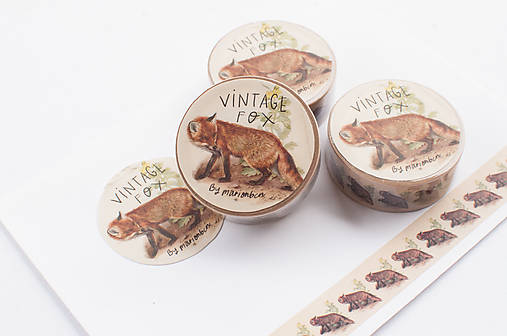Papier - Washi páska - Vintage Fox - 18610751_