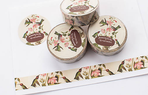 Papier - Washi páska - Kolibríky - 18610763_