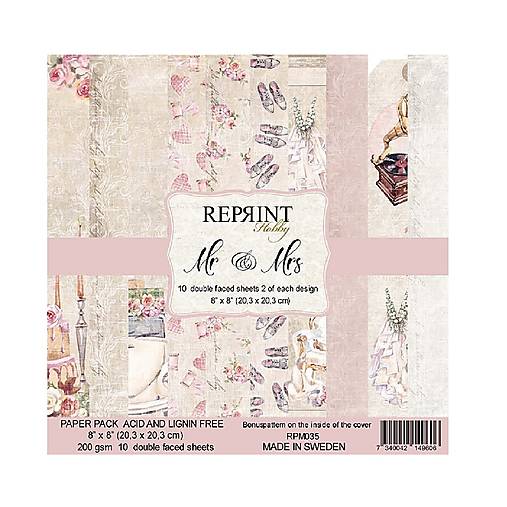 Scrapbook papier Mr & Mrs Reprint 8x8