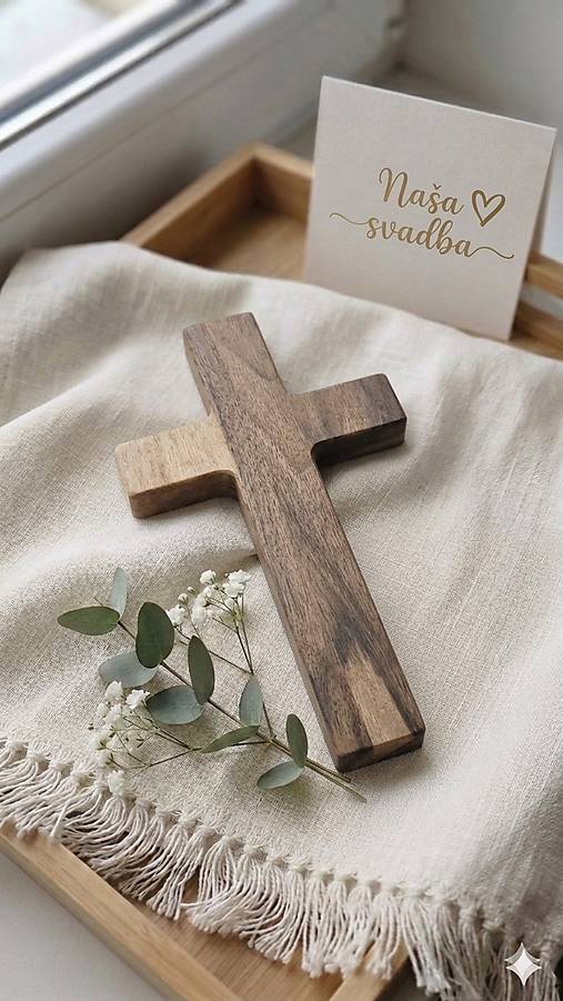 Dekorácie - Drevený svadobný krížik - HARMONY - 18611842_