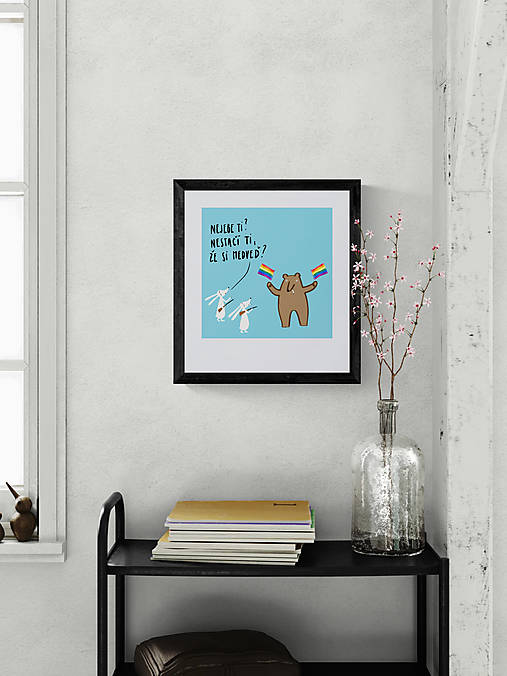 Grafika - Medveď liberál L - giclée art print 40x50cm - 18612096_