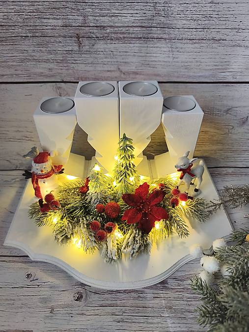Svietidlá - Adventný  svietnik drevený - 18615299_