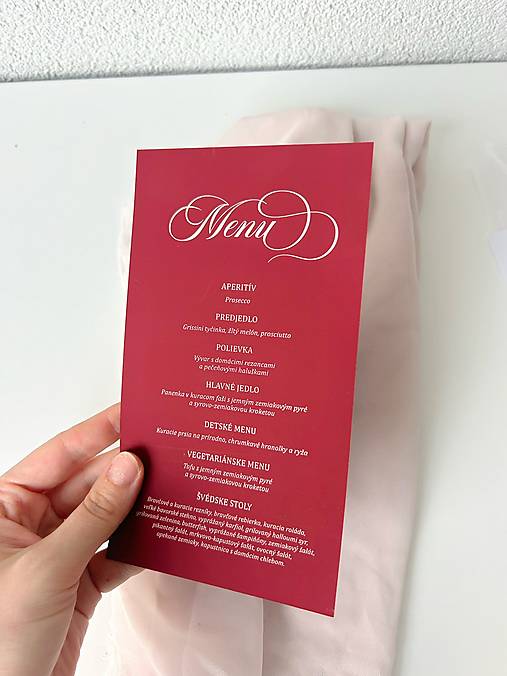 Papiernictvo - Burgundy svadobné menu 50 - 18621324_