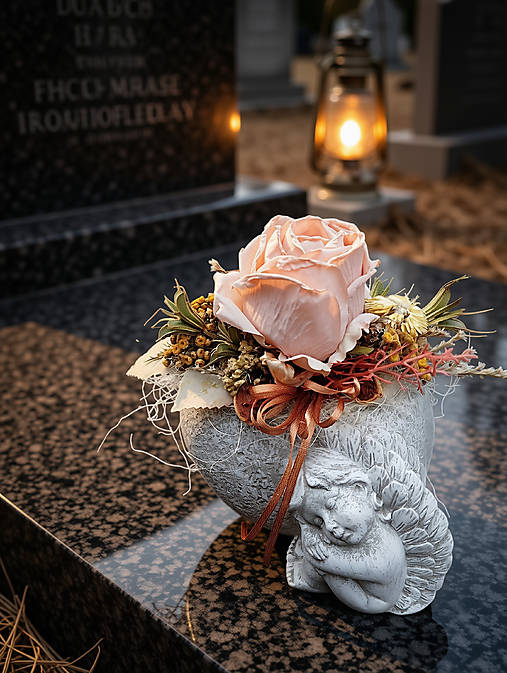 Dekorácie - Spomienková prírodná dekorácia na urnu - dušičková ikebana - 18627074_