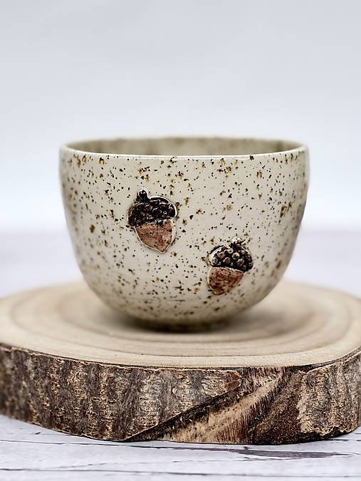 Nádoby - Oat Acorns - pohárik cappuccino (200ml, bez uška) - 18628147_
